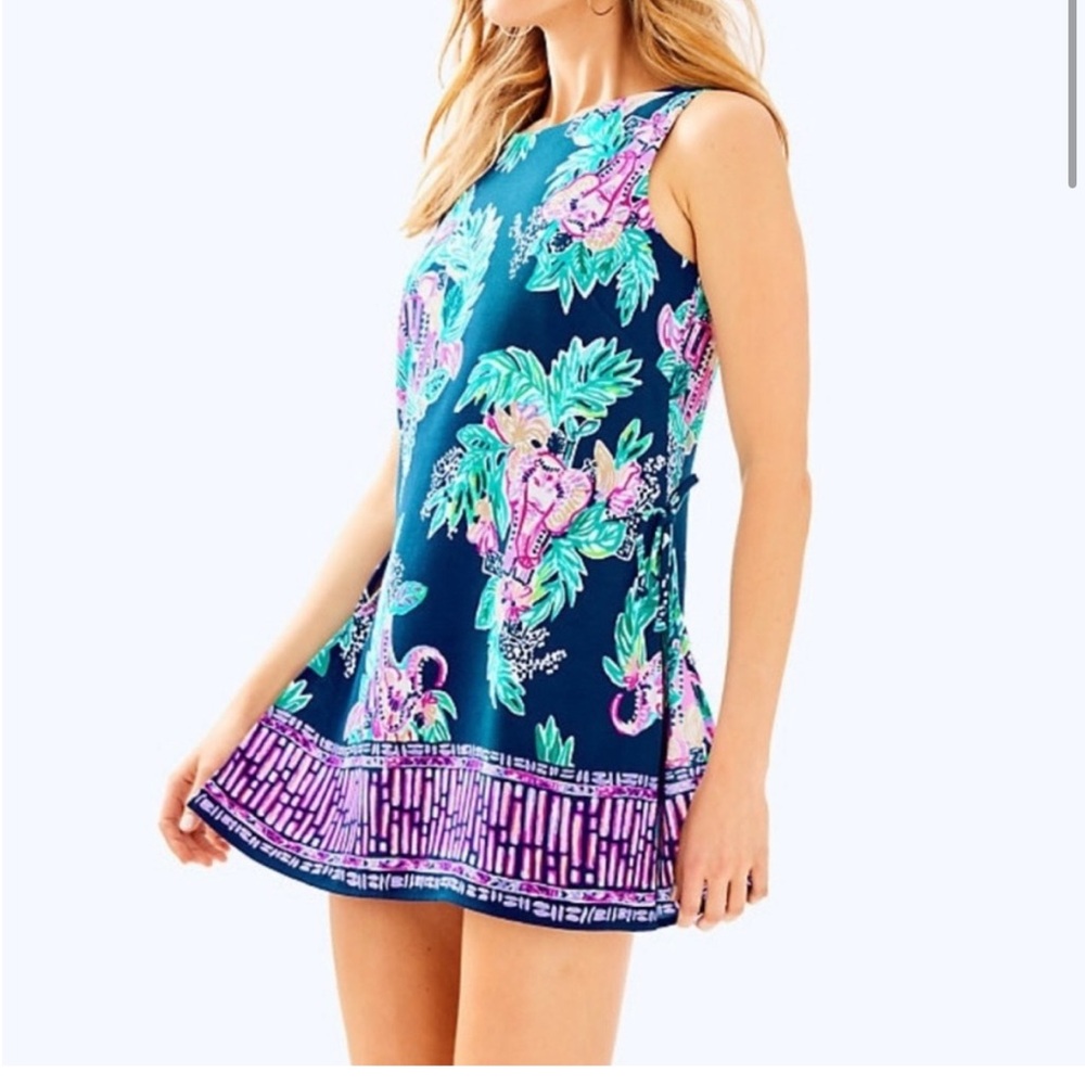 Lilly Pulitzer • Donna Romper Dress Watercolor Elephant Tropical Print